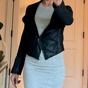 Blank NYC Women's  Black Thin Cropped Leather Jacket